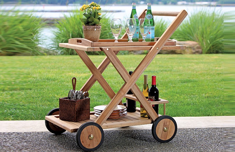 Wheeled serving bar cart