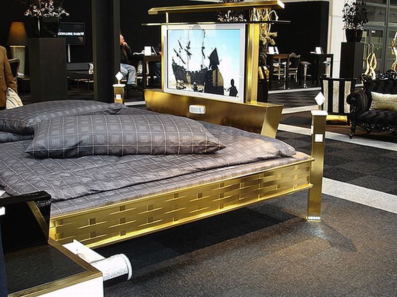 кровать jado steel style gold bed