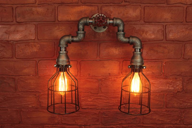 Steampunk Lighting in bathroom