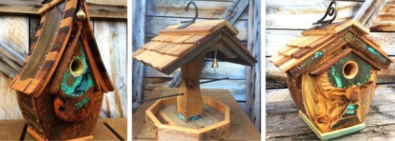 Michael Campbell uses old barnwood to create alluring birdhouses