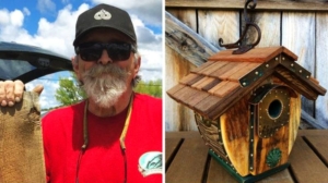 Michael Campbell uses old barnwood to create alluring birdhouses