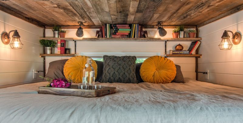 Loft bedroom accessible by library ladder 