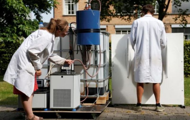 Solar-powered machine that turns urine into drinkable water