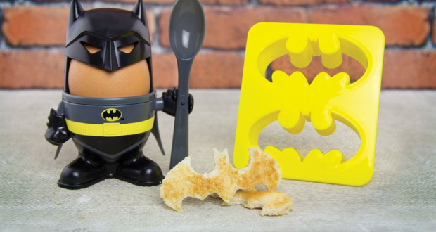 Batman egg cup and toast cutter from the batcave to your breakfast table