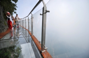 Coiling Dragon Cliff  Stomach churning glass skywalk China   s Tianmen