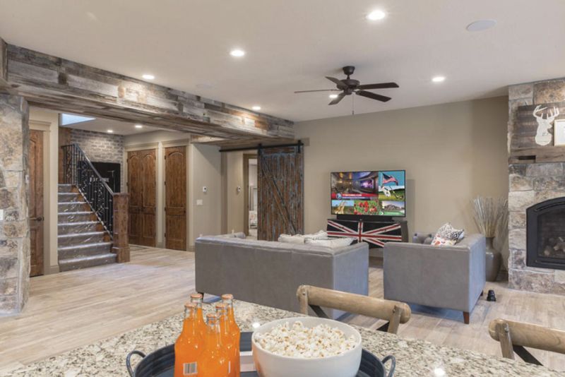 Mine shaft-themed home theater