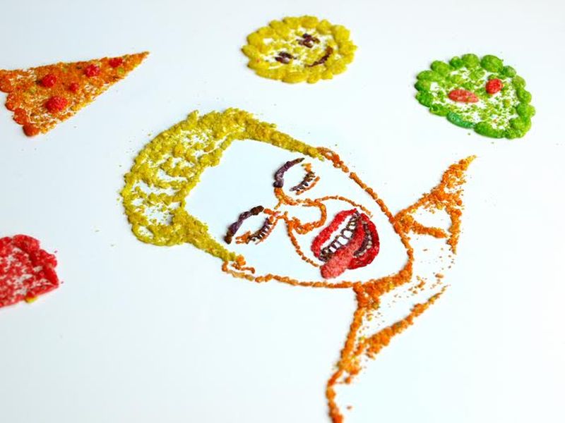 Sarah Rosado uses con flakes to create portraits of musicians