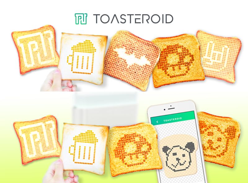 Toasts with imprinted images and doodles 