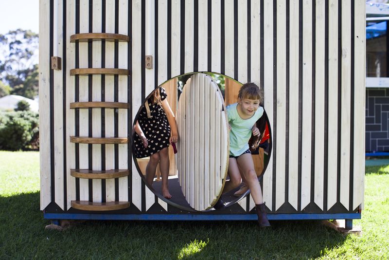 Children enjoy running, climbing and other activities in the Vardo Hut 