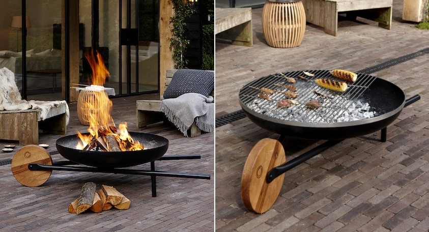 Doubles as a fire pit and barbecue 