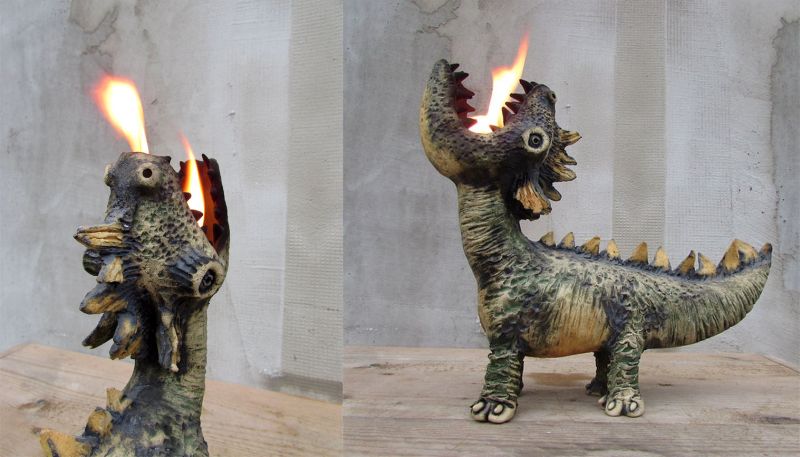 ceramic dragon oil lamp