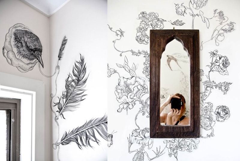 Fashion designer uses her drawings for magical bathroom makeover