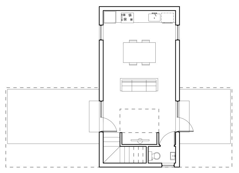 Floor plan of upper elongated module 