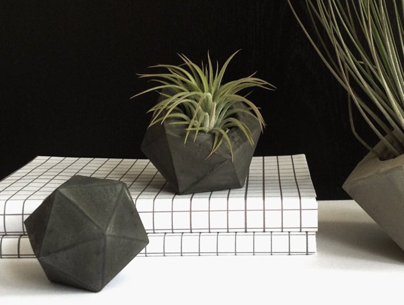 Concrete Icosahedron Planter