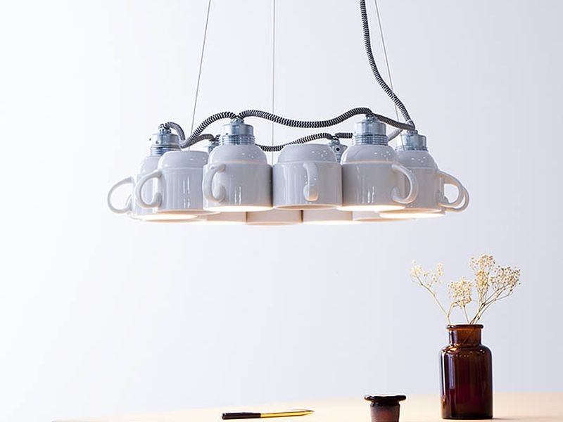 DIY: Cuplight chandelier by Lucas & Lucas crafted from coffee cups