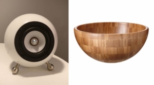 DIY spherical speakers made out of Ikea salad bowls