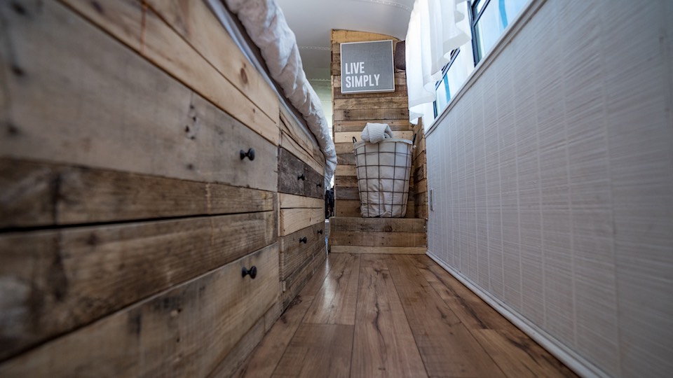 Cabinets under the bed as extra storage 