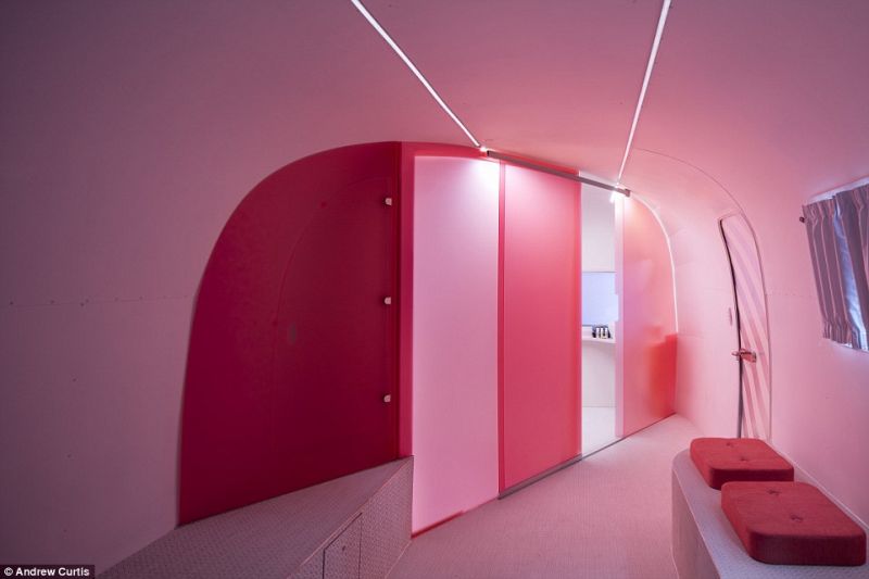 Pink-colored bathroom 