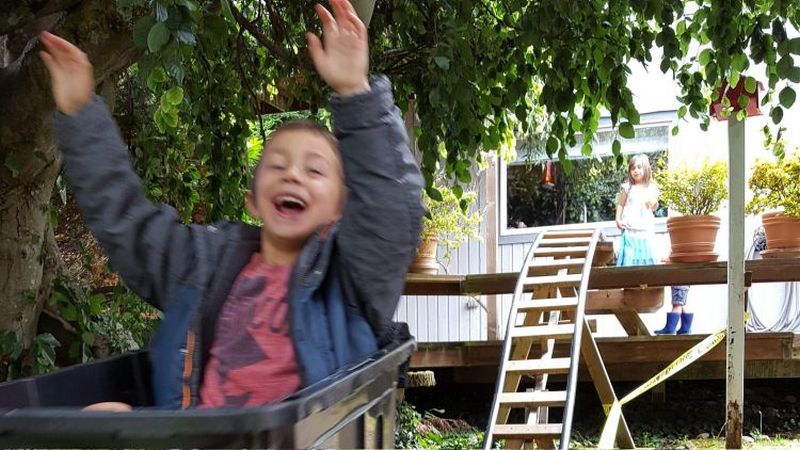 Retired aerospace engineer builds backyard rollercoaster for grand kids