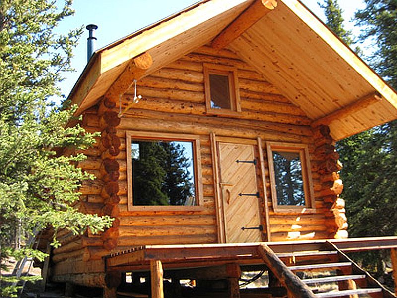 Log Cabin among the Taiga Forest 