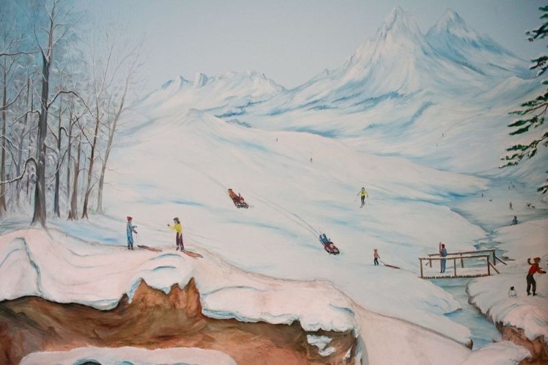 Mural of a snow-fed peak 