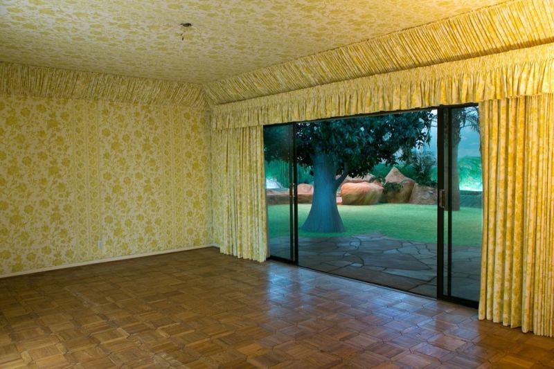 Decorative drapes with sliding glass doors 