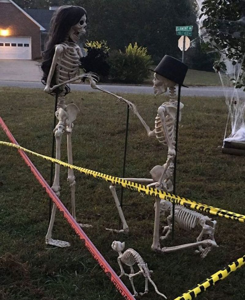 Mr. Bones proposing her beloved 