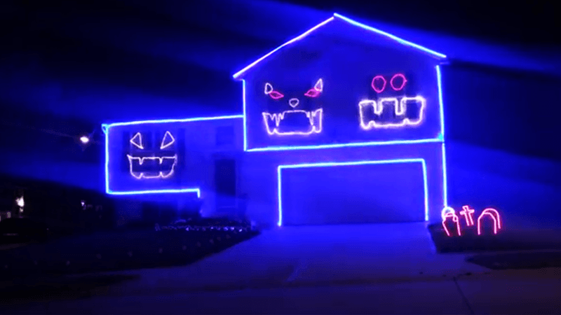 Go Cubs Go Halloween Light Display