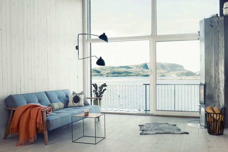 Big glass windows offers magnificent views of sea 