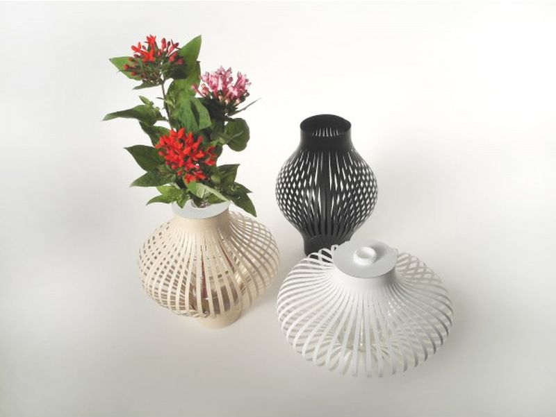 Plastic bottles reused with Kami no Tsubo paper vase 