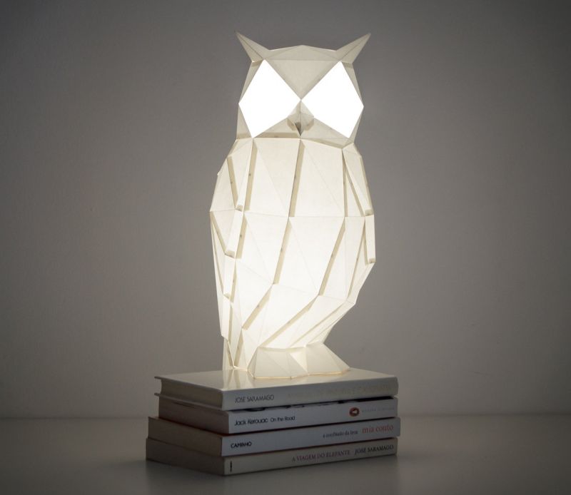 Plain white Owl paper lamp 