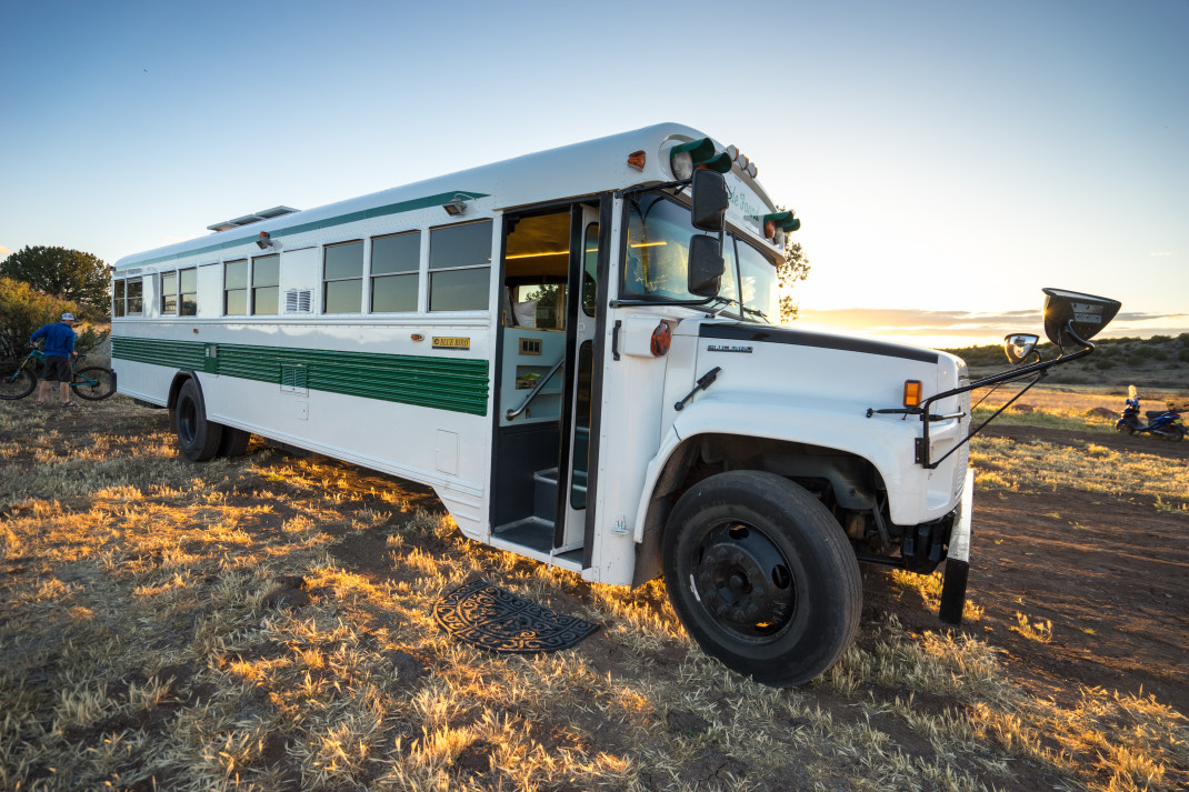 Outside Found School Bus Conversion by Will Hitchcock and Alyssa Pelletier