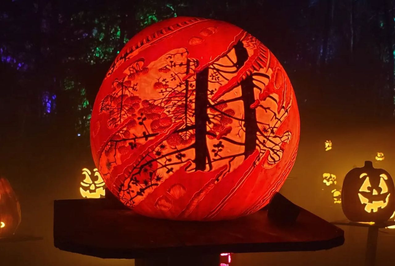 Pumpkin Puddle by M.C. Escher 1952 and Carved by Edward Cabral