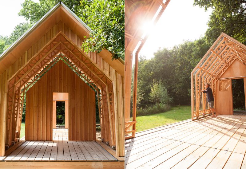 Glass shell can be covered with wooden structure for added protection 