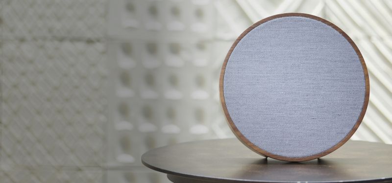 A roundish speaker for stylishly playing your favorite tunes 