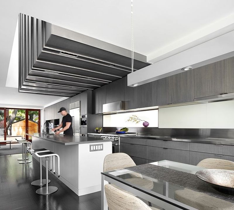 A complete kitchen boasting industrial detailing 