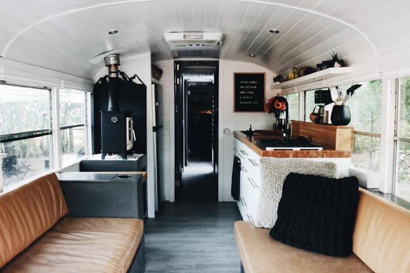 Trebventure School Bus Conversion interior 