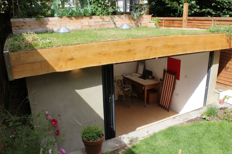 Bi-fold glass door and two roof lights offers a brighter space inside 