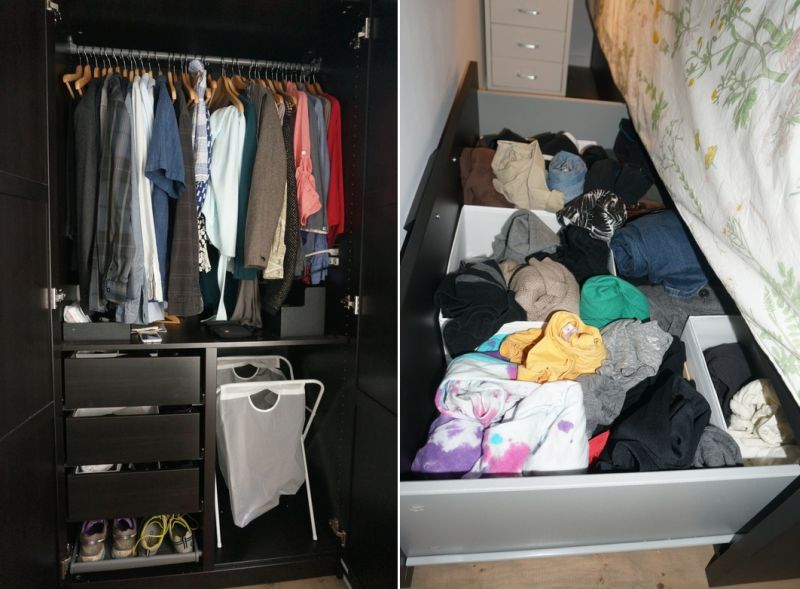 Bed and pax wardrobe for additional storage 