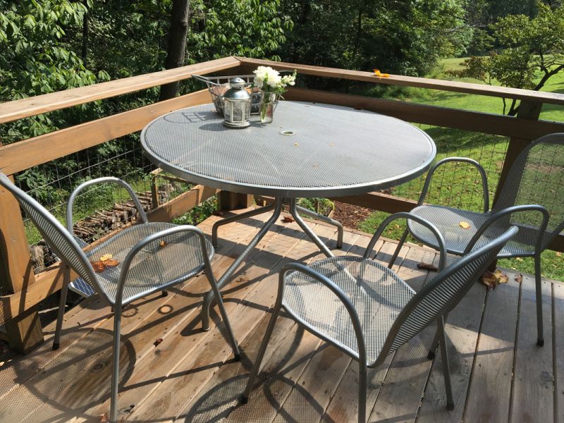 Stylish dining set at the deck 