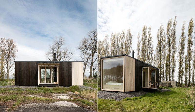 Wooden detailing all over the mobile cabin 