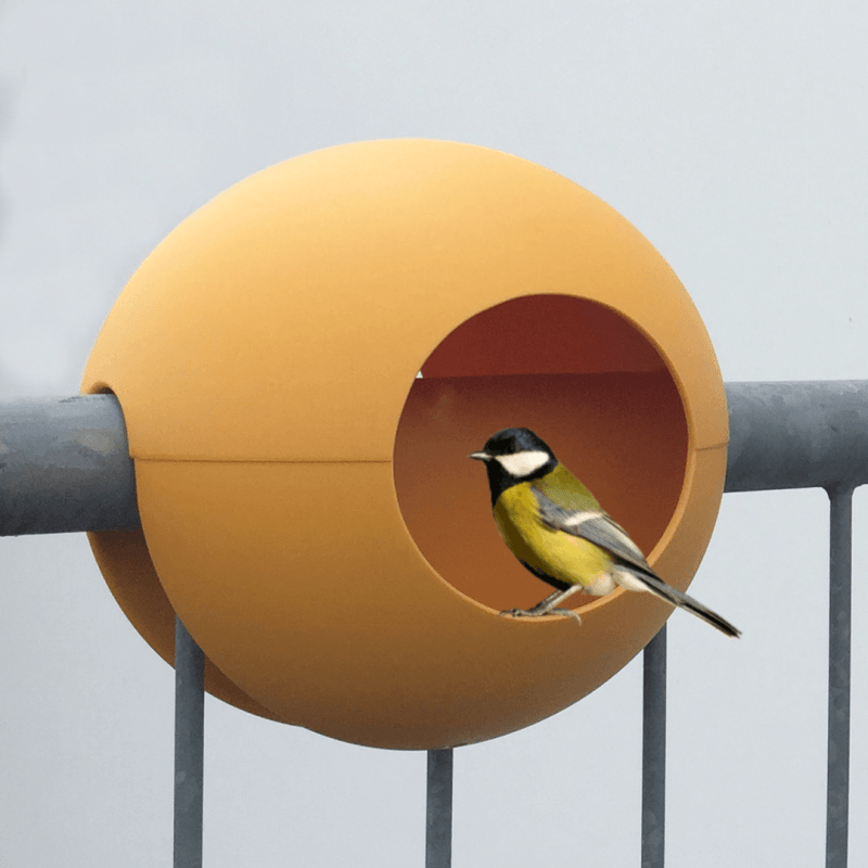 Innovative design with bright colors is inviting for birds 