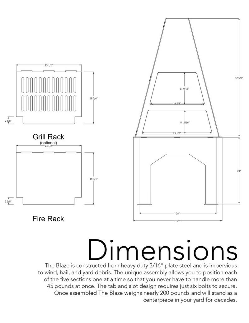 Dimensions and blueprint for the design 