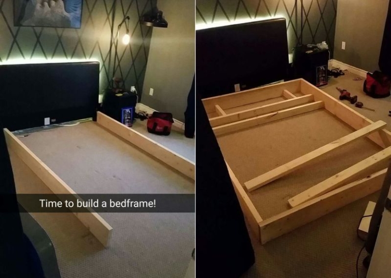 DIY Bed Frame with Hidden Ambient Lighting Underneath