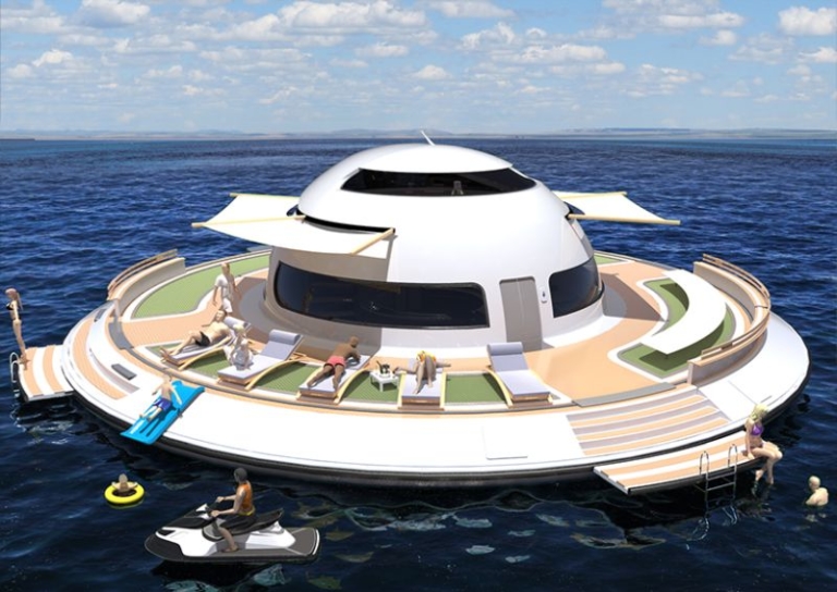 Jet Capsule’s UFO 2.0 houseboat could sail on the ocean in 2018