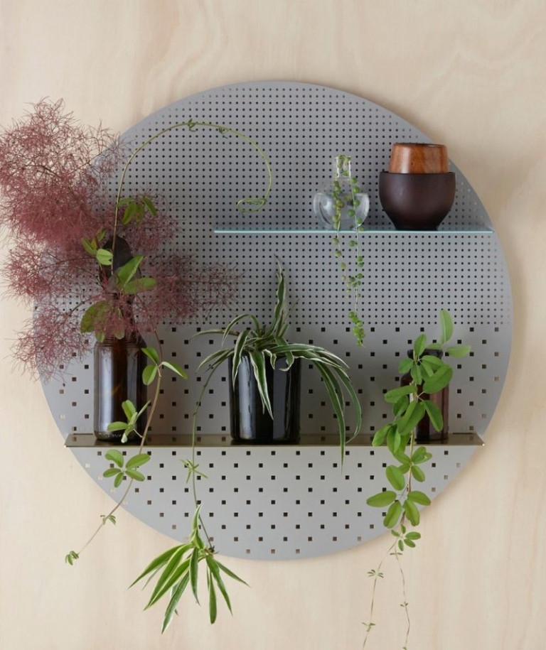 Bride and Wolfe's Mesh Series consists of classy perforated wall shelves