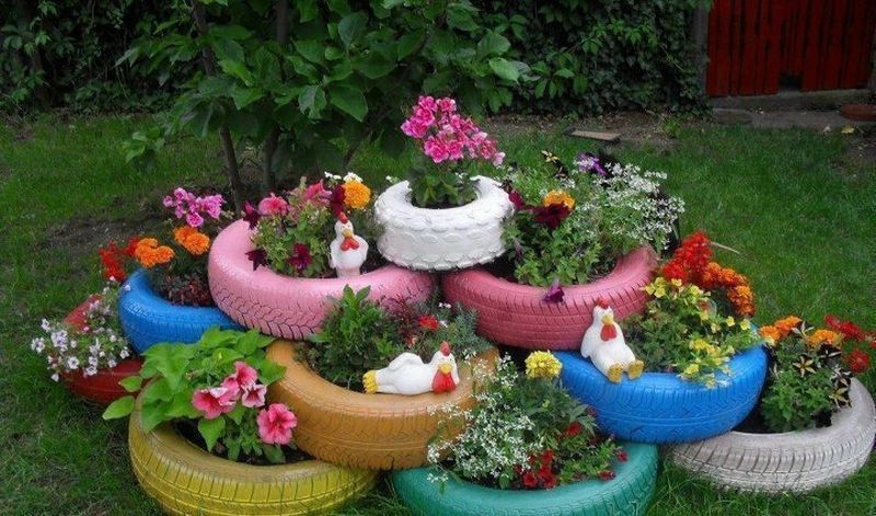 Old Tires Garden Planters