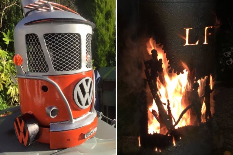 Recycled gas cylinders make great wood stoves for outdoor parties