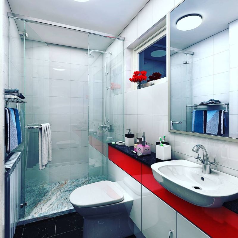 Spacious bathroom with shower 