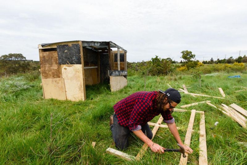 Julian Morgans testing his building skills 